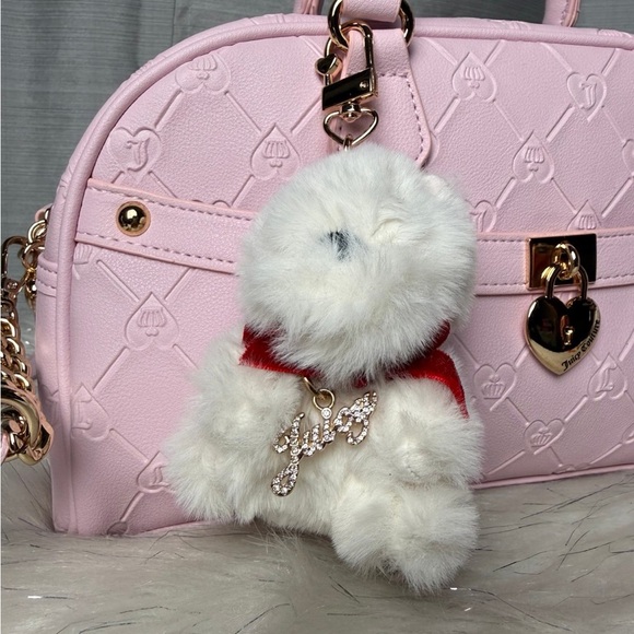 Sold 💔 Juicy Couture Light Pink Satchel with Heart and dog Charms - Picture 15 of 16
